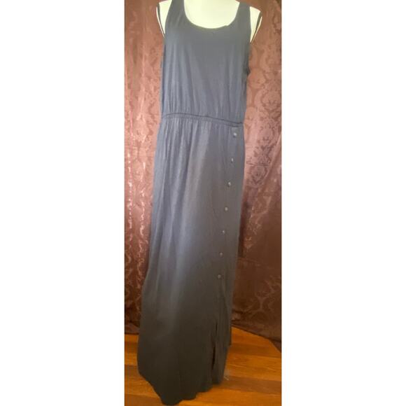 Garnet Hill, Navy Blue Side-Button Knit Maxi Dress, size Large New! - Picture 3 of 11
